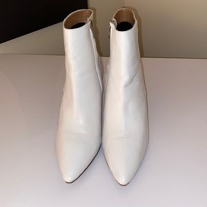Halogen White Leather Ankle Boots